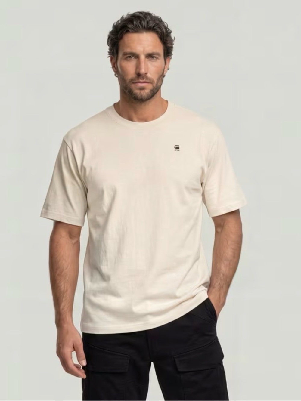 G-Star Short Sleeve Crew Tee in Light Cream